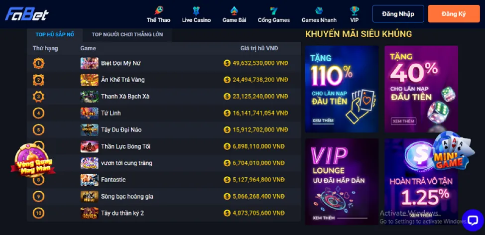 Các trò chơi nổi bật tại Kingbet